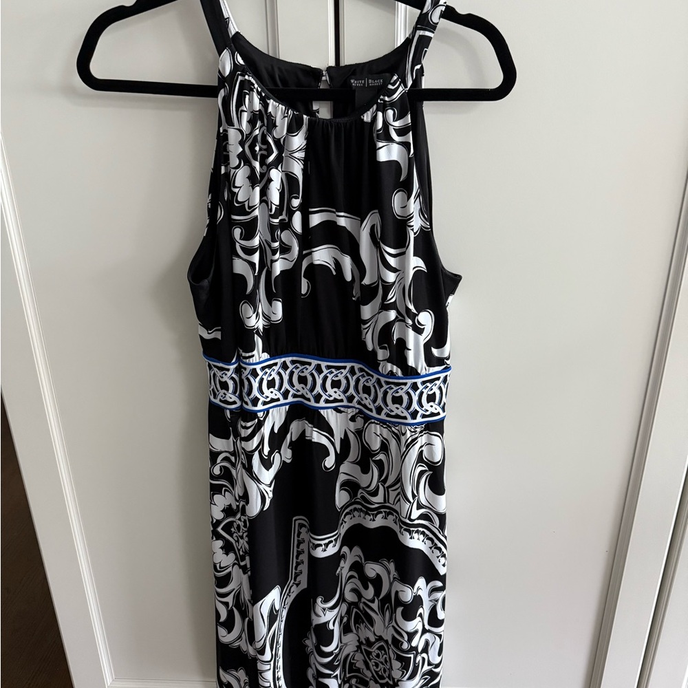 White House Black Market Black and White Halter Maxi Dress